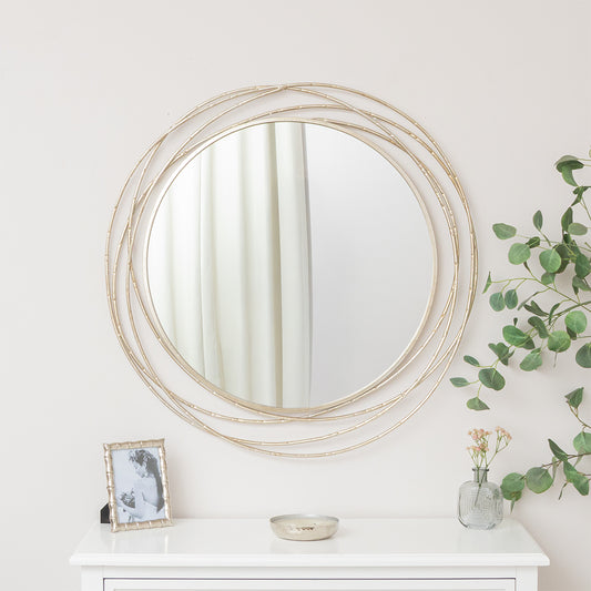  Large Round Champagne Swirl Mirror 92cm x 92cm 