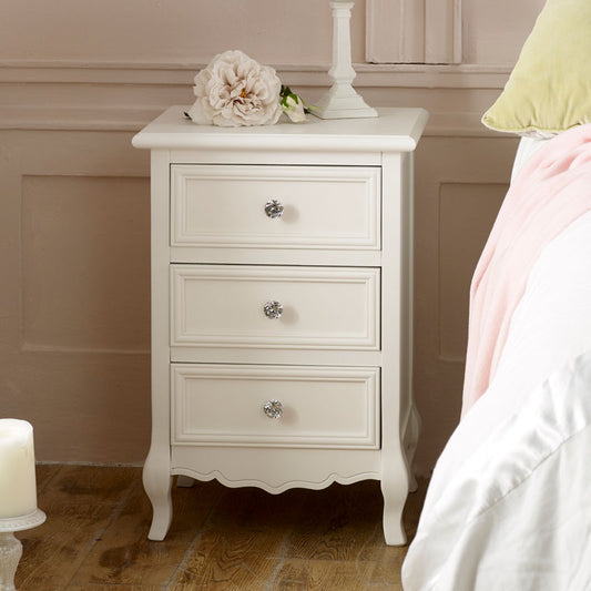  White 3 Drawer Bedside Table - Victoria Range 