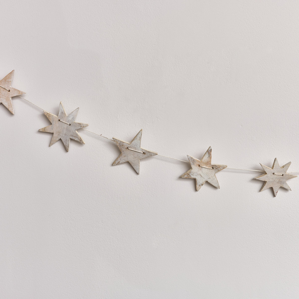 Distressed Wooden Star Garland - 120cm