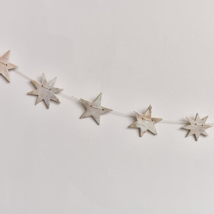 Distressed Wooden Star Garland - 120cm