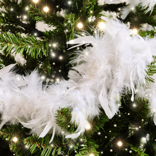  Large White Feather Boa Christmas Garland - 182cm 