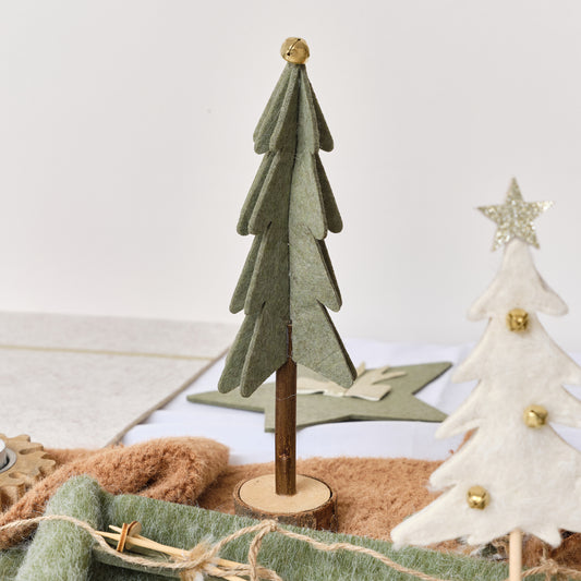  Green Felt Standing Tree Decoration - 25cm 