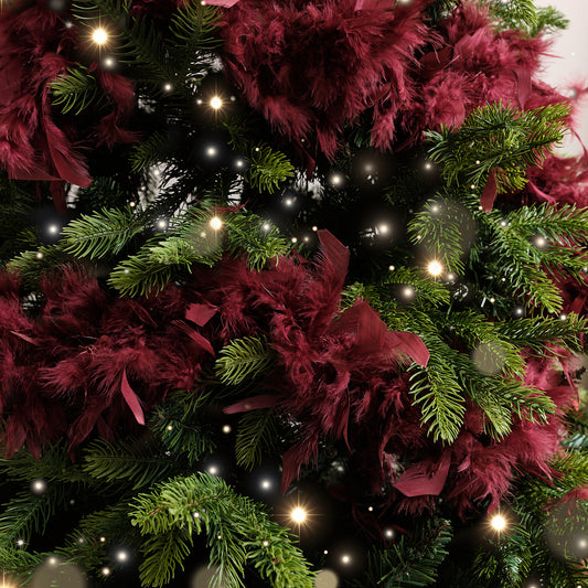  Large Oxblood Red Feather Boa Christmas Garland - 182cm 