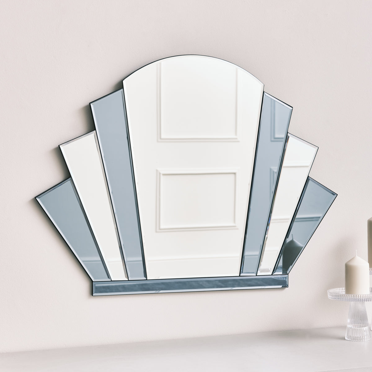 Grey Glass Art Deco Arch Fan Wall Mirror 80Cm X 60Cm – Windsor Browne
