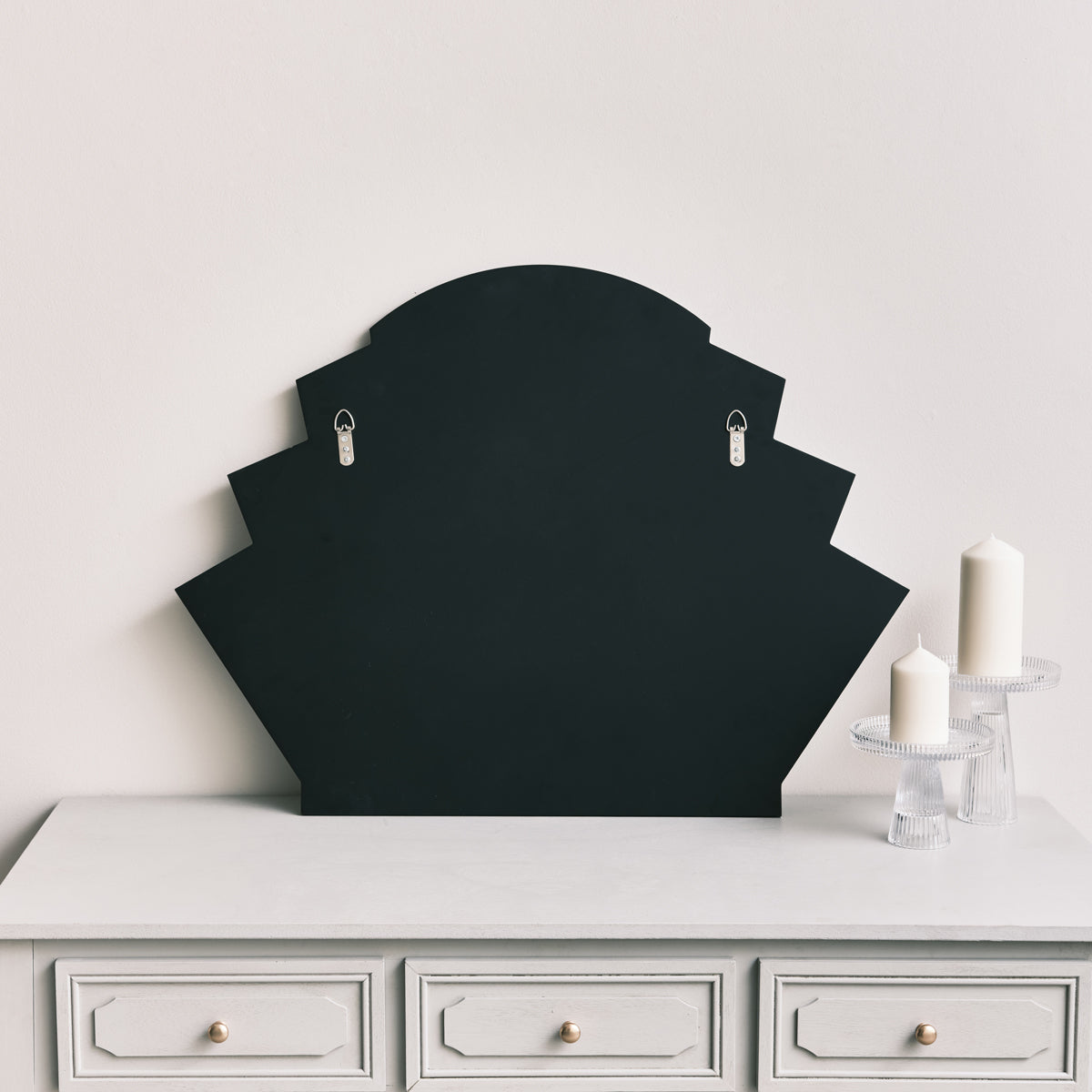 Grey Glass Art Deco Arch Fan Wall Mirror 80cm x 60cm