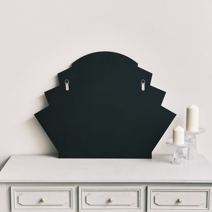 Grey Glass Art Deco Arch Fan Wall Mirror 80cm x 60cm