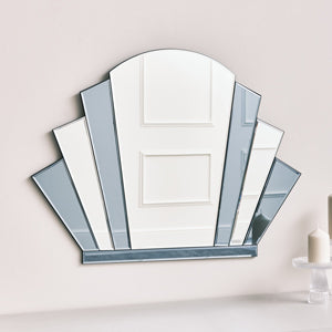 Grey Glass Art Deco Arch Fan Wall Mirror 80cm x 60cm