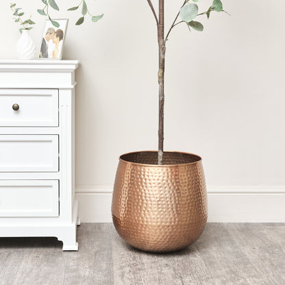 hammered copper plant pot Large Copper Hammered Metal Planter – Windsor Browne