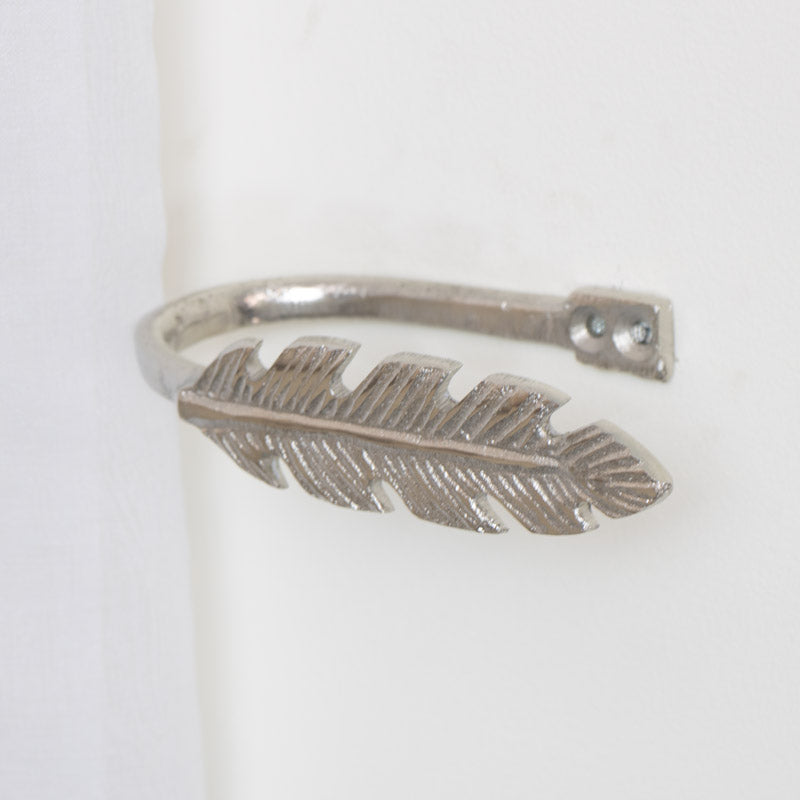 Pair of Silver Feather Curtain Holdbacks
