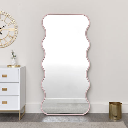 Pink Full Length Wave Mirror - 163cm x 80cm