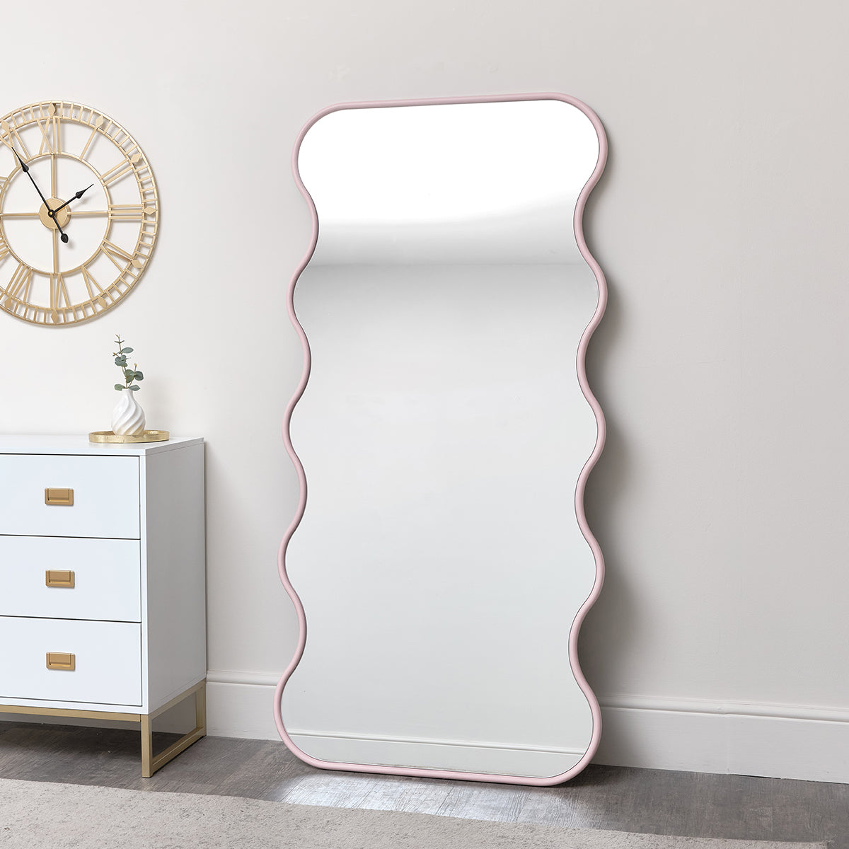 Pink Full Length Wave Mirror - 163cm x 80cm