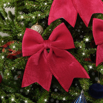 Set of 3 Large Dark Red Velvet Christmas Bows