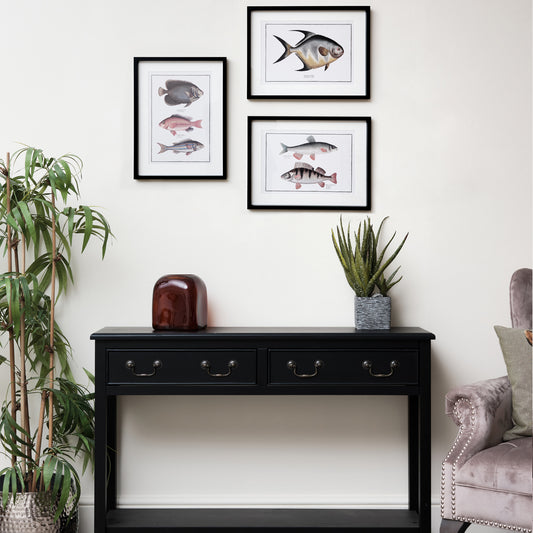  Set of 3 Black Framed Fish Wall Prints 