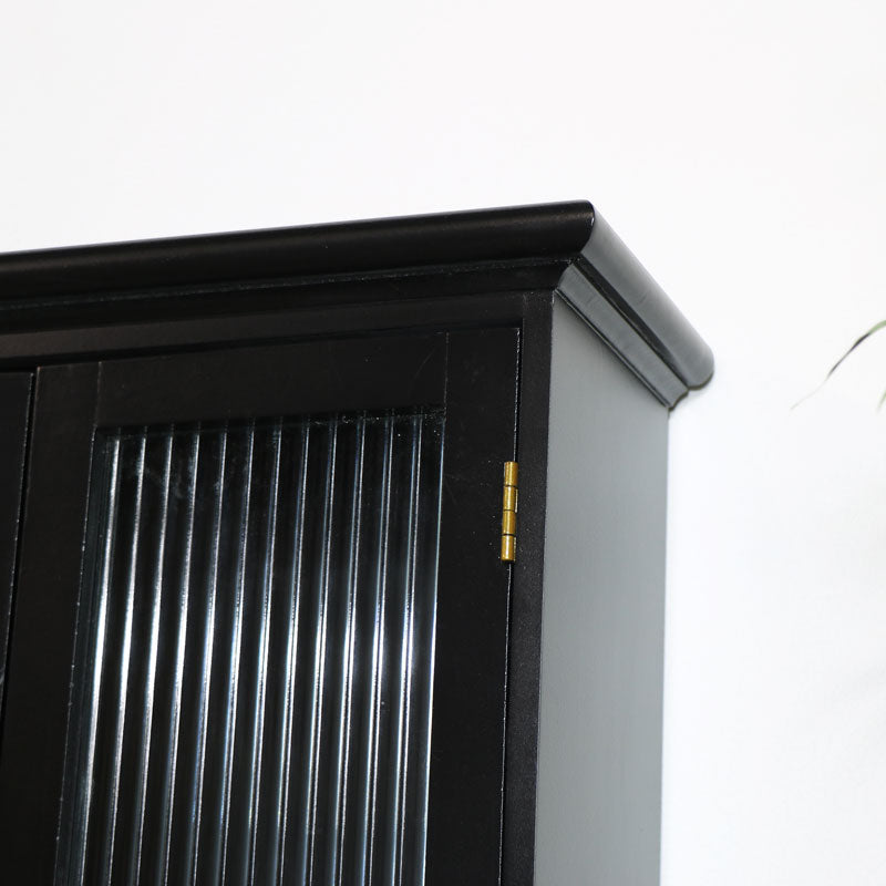 Black Reeded Glass Wall Cabinet