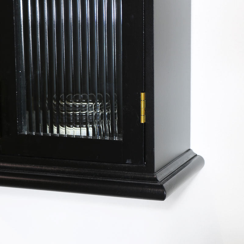 Black Reeded Glass Wall Cabinet