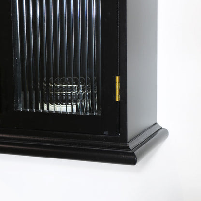 Black Reeded Glass Wall Cabinet