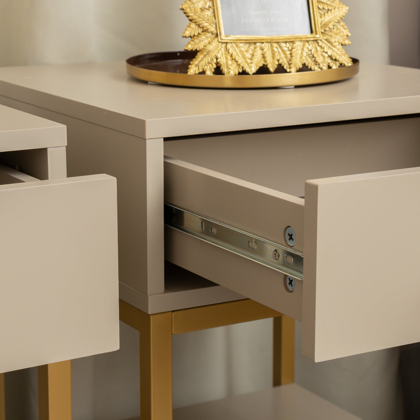 Pair of One Drawer Bedside Tables - Liana Taupe Range